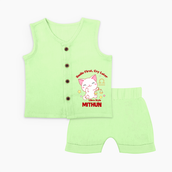 Smile First, Cry Later Libra Style Jabla Set | Personalized Libra Jabla Set for Your Little Smiler - PASTEL GREEN - 0 - 3 Months Old (Chest 9.8")