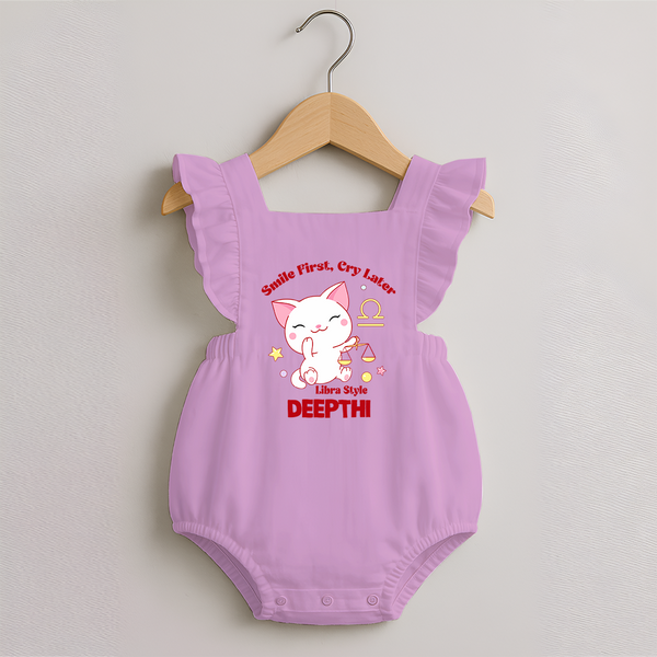 Smile First, Cry Later Libra Style Romper Frock | Personalized Libra Romper Frock for Your Little Smiler - BABY PINK - 0 - 3 Months Old (Chest 19")