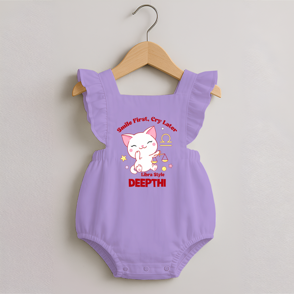 Smile First, Cry Later Libra Style Romper Frock | Personalized Libra Romper Frock for Your Little Smiler - LILAC - 0 - 3 Months Old (Chest 19")