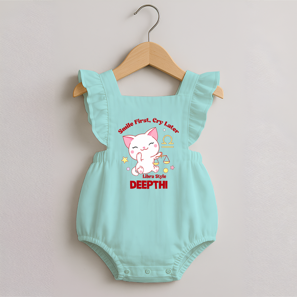 Smile First, Cry Later Libra Style Romper Frock | Personalized Libra Romper Frock for Your Little Smiler - MINT GREEN - 0 - 3 Months Old (Chest 19")