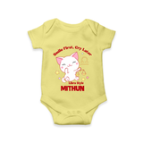 Smile First, Cry Later Libra Style Romper / Onesie | Personalized Libra Romper / Onesie for Your Little Smiler - PASTEL YELLOW - New Born (Chest 14")