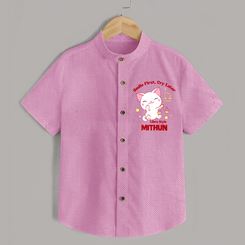 Smile First, Cry Later Libra Style Shirt | Personalized Libra Shirt for Your Little Smiler - BABY PINK - 0 - 6 Months Old (Chest 23")