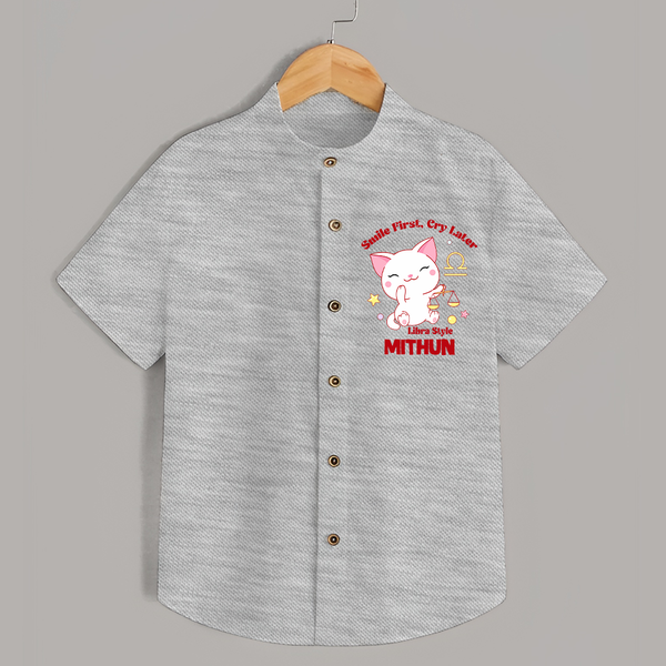 Smile First, Cry Later Libra Style Shirt | Personalized Libra Shirt for Your Little Smiler - GREY - 0 - 6 Months Old (Chest 23")
