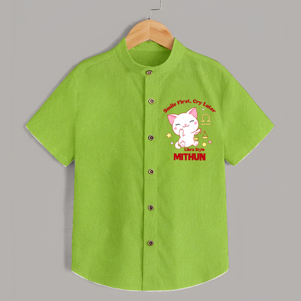 Smile First, Cry Later Libra Style Shirt | Personalized Libra Shirt for Your Little Smiler - LIME GREEN - 0 - 6 Months Old (Chest 23")