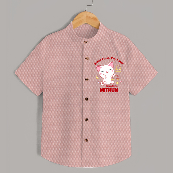 Smile First, Cry Later Libra Style Shirt | Personalized Libra Shirt for Your Little Smiler - PEACH - 0 - 6 Months Old (Chest 23")