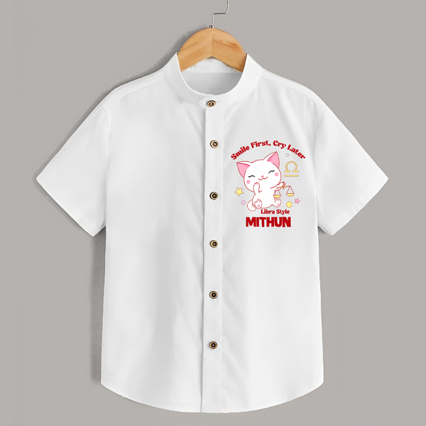 Smile First, Cry Later Libra Style Shirt | Personalized Libra Shirt for Your Little Smiler - WHITE - 0 - 6 Months Old (Chest 23")