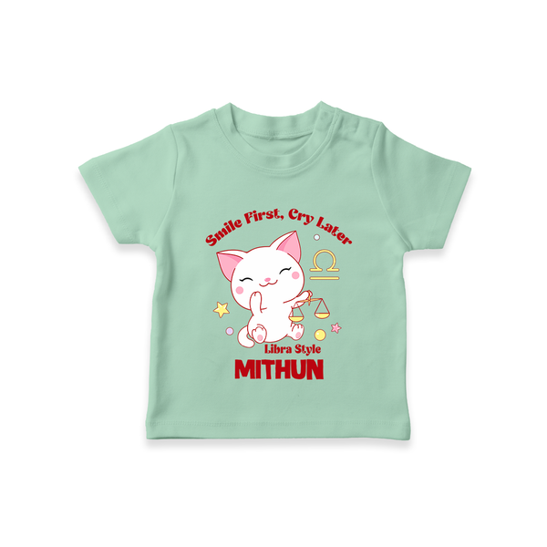 Smile First, Cry Later Libra Style T-Shirt | Personalized Libra T-Shirt for Your Little Smiler - MINT GREEN - 0-5 Months Old (Chest 17")
