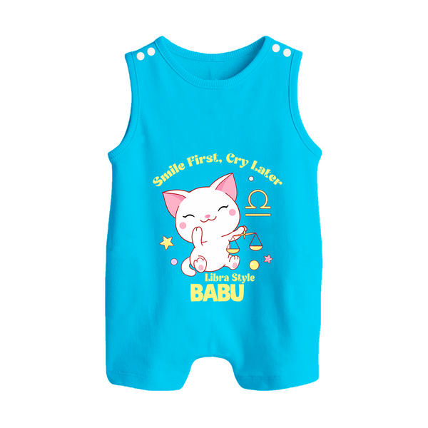Smile First, Cry Later Libra Style Romper Suit / Sleeveless Romper | Personalized Libra Romper Suit / Sleeveless Romper for Your Little Smiler - SKY BLUE - 0 - 5 Months Old (Chest 18")