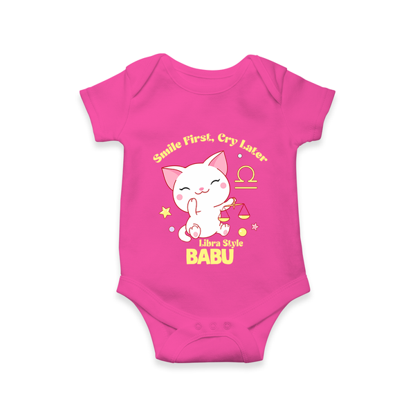 Smile First, Cry Later Libra Style Romper / Onesie | Personalized Libra Romper / Onesie for Your Little Smiler - HOT PINK - New Born (Chest 14")