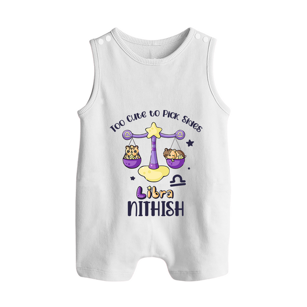 Too Cute To Pick Sides Libra Romper Suit / Sleeveless Romper | Custom Libra Romper Suit / Sleeveless Romper for Your Adorable Baby - WHITE - 0 - 5 Months Old (Chest 18")