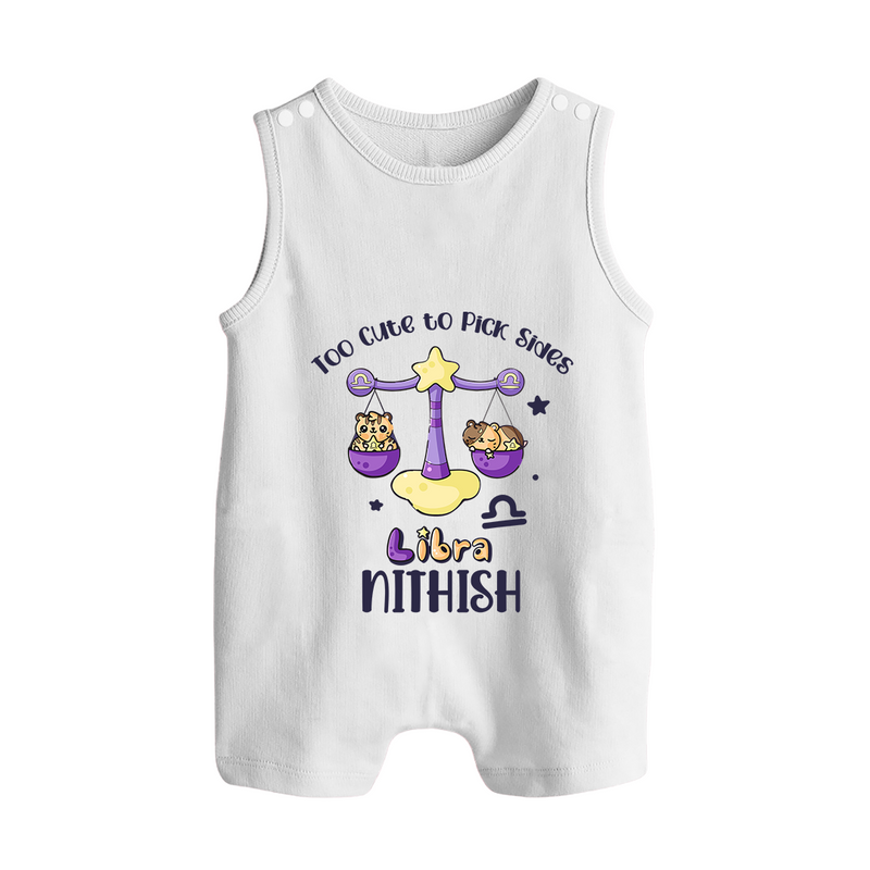 Too Cute To Pick Sides Libra Romper Suit / Sleeveless Romper | Custom Libra Romper Suit / Sleeveless Romper for Your Adorable Baby - WHITE - 0 - 5 Months Old (Chest 18")
