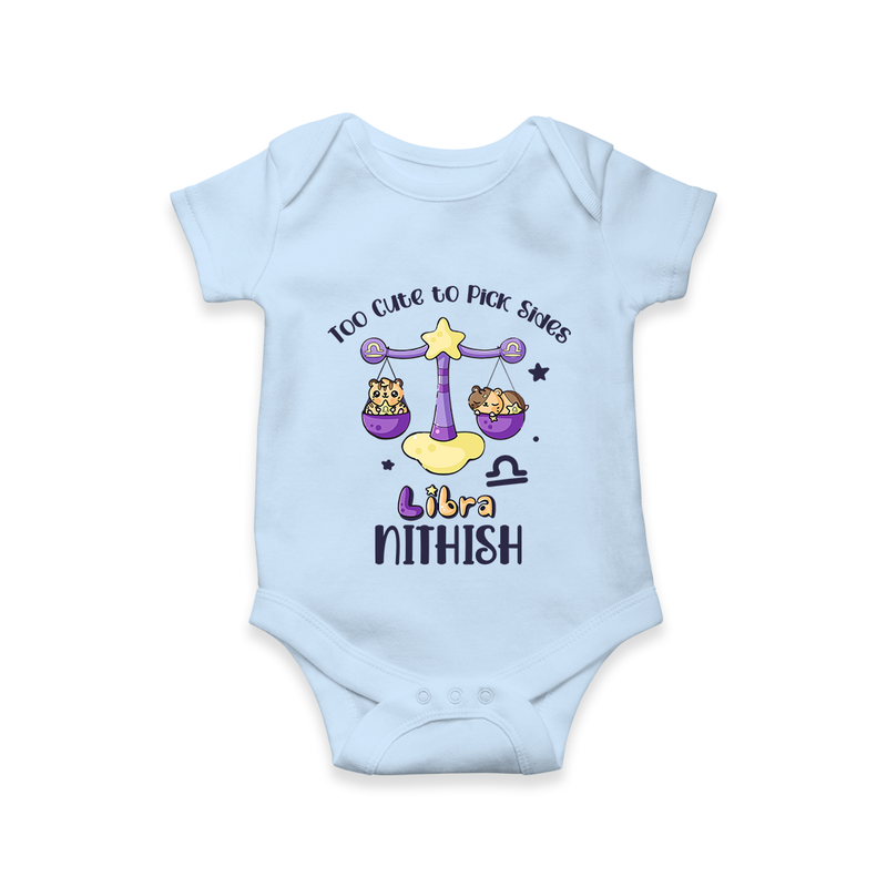 Too Cute To Pick Sides Libra Romper / Onesie | Custom Libra Romper / Onesie for Your Adorable Baby - BABY BLUE - New Born (Chest 14")