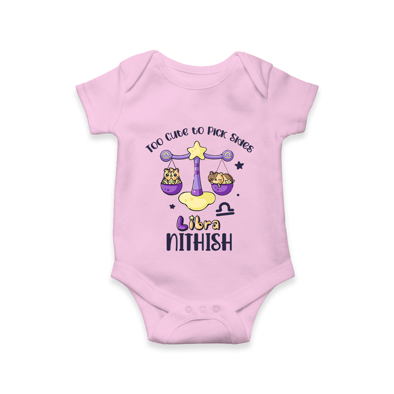 Too Cute To Pick Sides Libra Romper / Onesie | Custom Libra Romper / Onesie for Your Adorable Baby - BABY PINK - New Born (Chest 14")