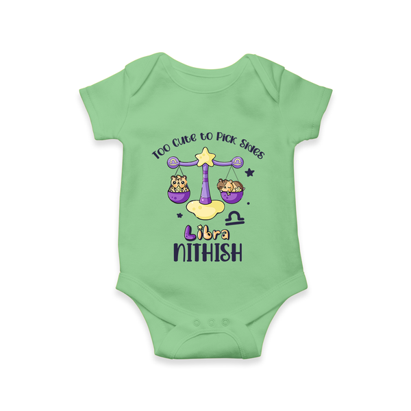 Too Cute To Pick Sides Libra Romper / Onesie | Custom Libra Romper / Onesie for Your Adorable Baby - GREEN - New Born (Chest 14")