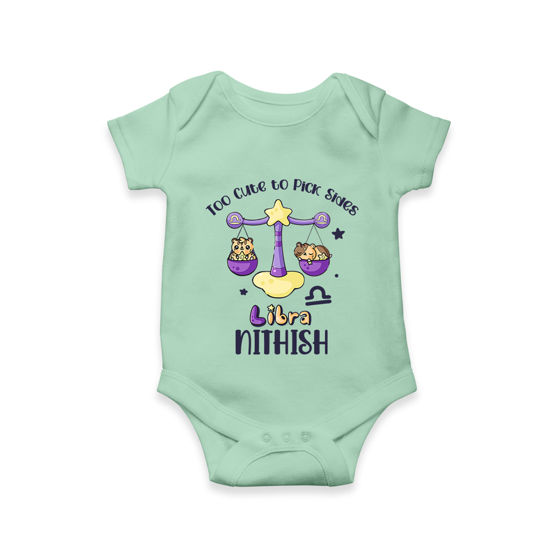 Too Cute To Pick Sides Libra Romper / Onesie | Custom Libra Romper / Onesie for Your Adorable Baby - MINT GREEN - New Born (Chest 14")