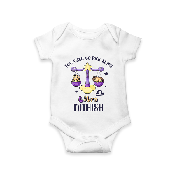 Too Cute To Pick Sides Libra Romper / Onesie | Custom Libra Romper / Onesie for Your Adorable Baby - WHITE - New Born (Chest 14")