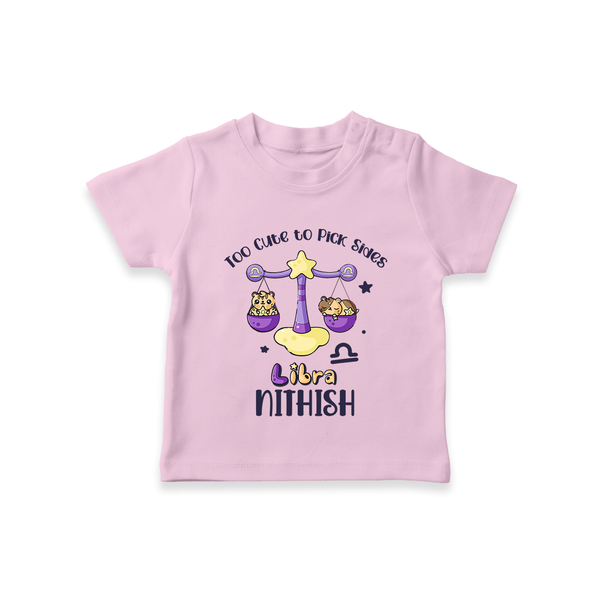 Too Cute To Pick Sides Libra T-Shirt | Custom Libra T-Shirt for Your Adorable Baby - BABY PINK - 0-5 Months Old (Chest 17")