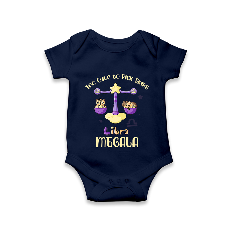 Too Cute To Pick Sides Libra Romper / Onesie | Custom Libra Romper / Onesie for Your Adorable Baby - NAVY BLUE - New Born (Chest 14")