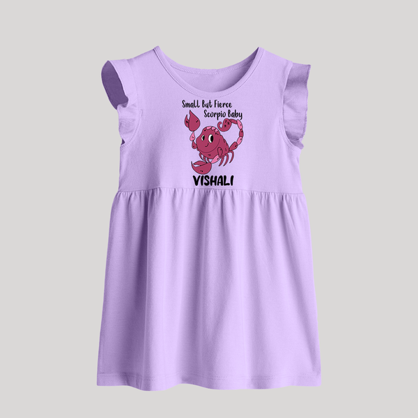 Small But Fierce Scorpio Baby Frock | Personalized Scorpio Baby Frock for Your Fierce Baby - LILAC - 0 - 3 Months Old (Chest 17")