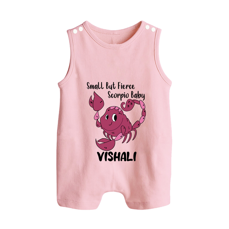 Small But Fierce Scorpio Baby Romper Suit / Sleeveless Romper | Personalized Scorpio Romper Suit / Sleeveless Romper for Your Fierce Baby - BABY PINK - 0 - 5 Months Old (Chest 18")
