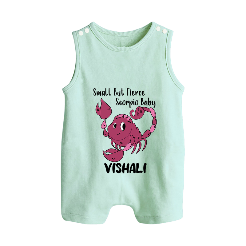 Small But Fierce Scorpio Baby Romper Suit / Sleeveless Romper | Personalized Scorpio Romper Suit / Sleeveless Romper for Your Fierce Baby - MINT GREEN - 0 - 5 Months Old (Chest 18")