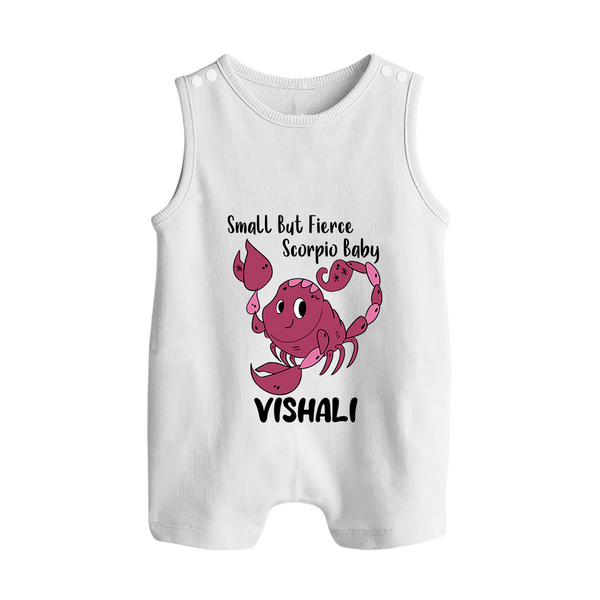 Small But Fierce Scorpio Baby Romper Suit / Sleeveless Romper | Personalized Scorpio Romper Suit / Sleeveless Romper for Your Fierce Baby - WHITE - 0 - 5 Months Old (Chest 18")
