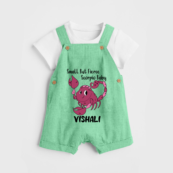 Small But Fierce Scorpio Baby Dungaree Set | Personalized Scorpio Dungaree Set for Your Fierce Baby - GREEN - 0 - 5 Months Old (Chest 18")
