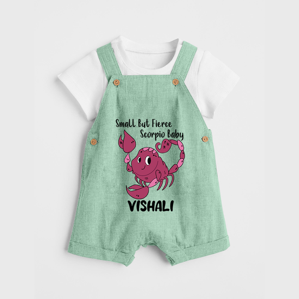 Small But Fierce Scorpio Baby Dungaree Set | Personalized Scorpio Dungaree Set for Your Fierce Baby - MINT GREEN - 0 - 5 Months Old (Chest 18")