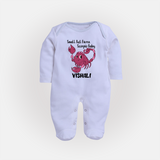 Small But Fierce Scorpio Baby Sleepsuit / Full Sleeve Bodysuit | Personalized Scorpio Sleepsuit / Full Sleeve Bodysuit for Your Fierce Baby - BABY BLUE - New Born (Chest 7.5")