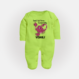Small But Fierce Scorpio Baby Sleepsuit / Full Sleeve Bodysuit | Personalized Scorpio Sleepsuit / Full Sleeve Bodysuit for Your Fierce Baby - LIME GREEN - New Born (Chest 7.5")
