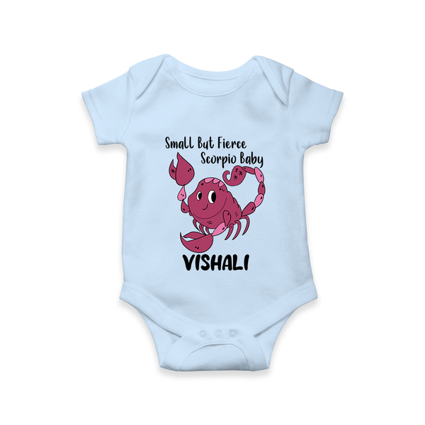 Small But Fierce Scorpio Baby Romper / Onesie | Personalized Scorpio Romper / Onesie for Your Fierce Baby - BABY BLUE - New Born (Chest 14")