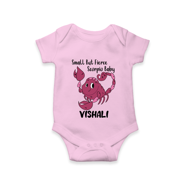 Small But Fierce Scorpio Baby Romper / Onesie | Personalized Scorpio Romper / Onesie for Your Fierce Baby - BABY PINK - New Born (Chest 14")
