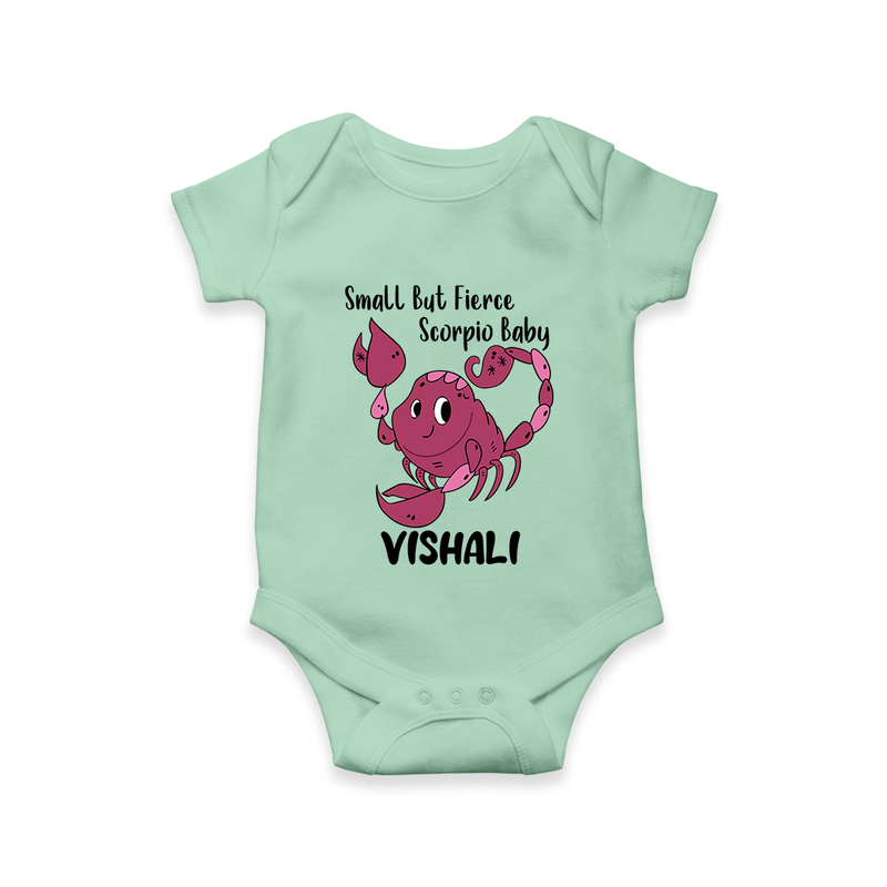 Small But Fierce Scorpio Baby Romper / Onesie | Personalized Scorpio Romper / Onesie for Your Fierce Baby - MINT GREEN - New Born (Chest 14")