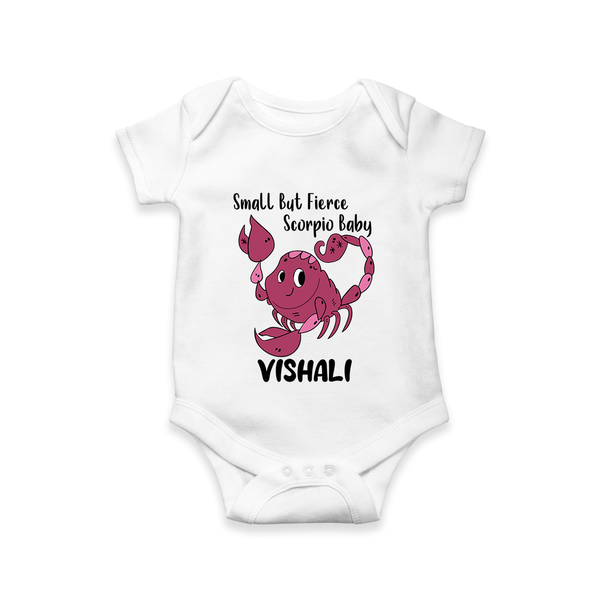 Small But Fierce Scorpio Baby Romper / Onesie | Personalized Scorpio Romper / Onesie for Your Fierce Baby - WHITE - New Born (Chest 14")