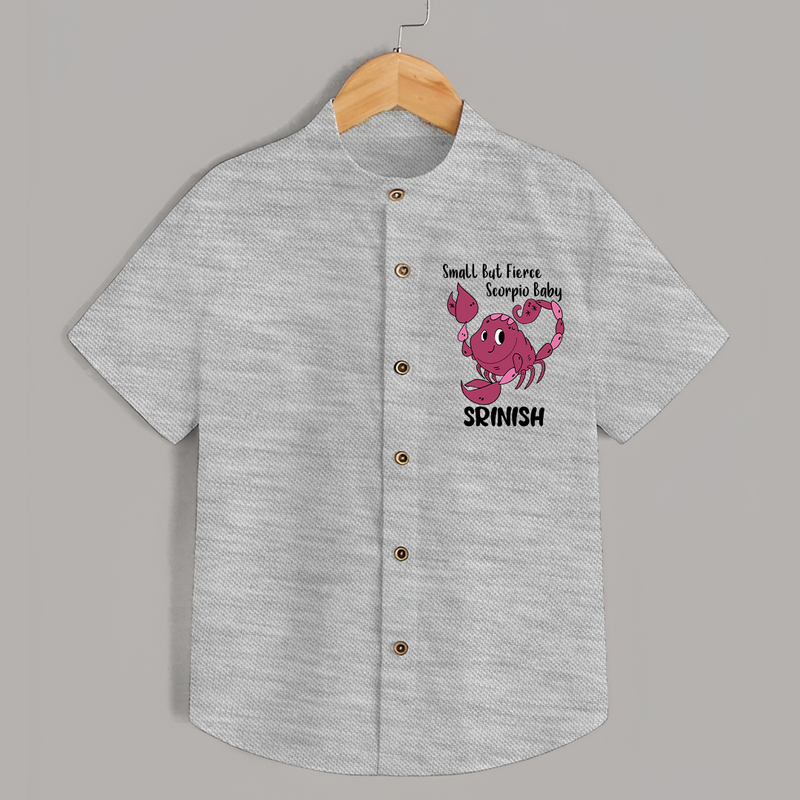 Small But Fierce Scorpio Baby Shirt | Personalized Scorpio Shirt for Your Fierce Baby - GREY - 0 - 6 Months Old (Chest 23")