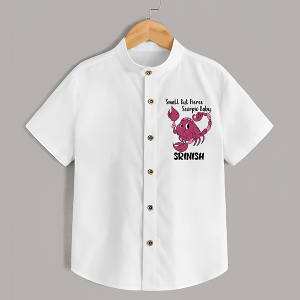 Small But Fierce Scorpio Baby Shirt | Personalized Scorpio Shirt for Your Fierce Baby - WHITE - 0 - 6 Months Old (Chest 23")
