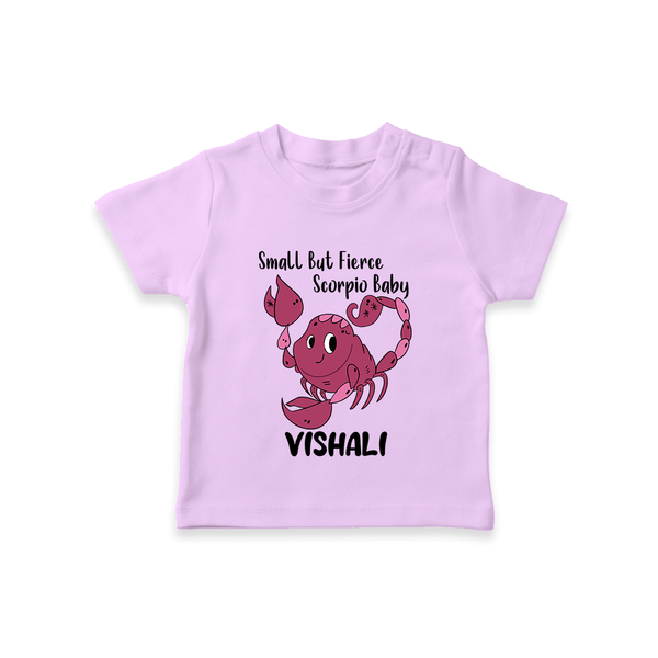 Small But Fierce Scorpio Baby T-Shirt | Personalized Scorpio T-Shirt for Your Fierce Baby - LILAC - 0-5 Months Old (Chest 17")