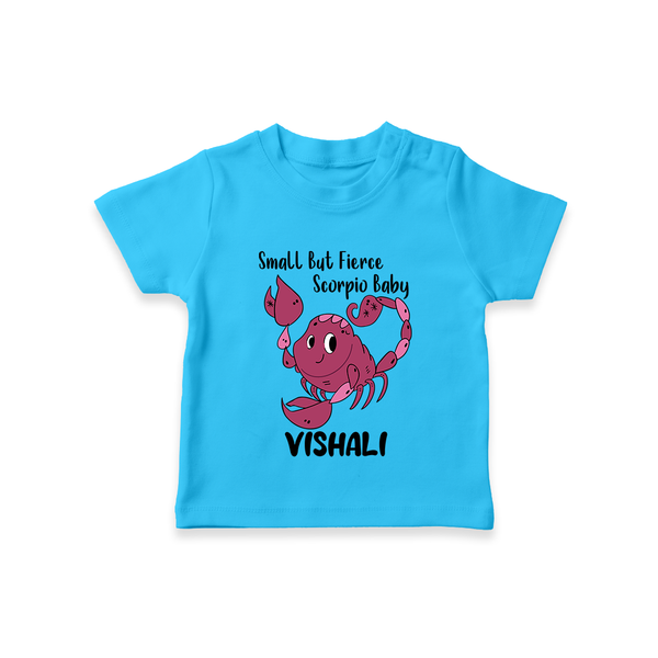 Small But Fierce Scorpio Baby T-Shirt | Personalized Scorpio T-Shirt for Your Fierce Baby - SKY BLUE - 0-5 Months Old (Chest 17")
