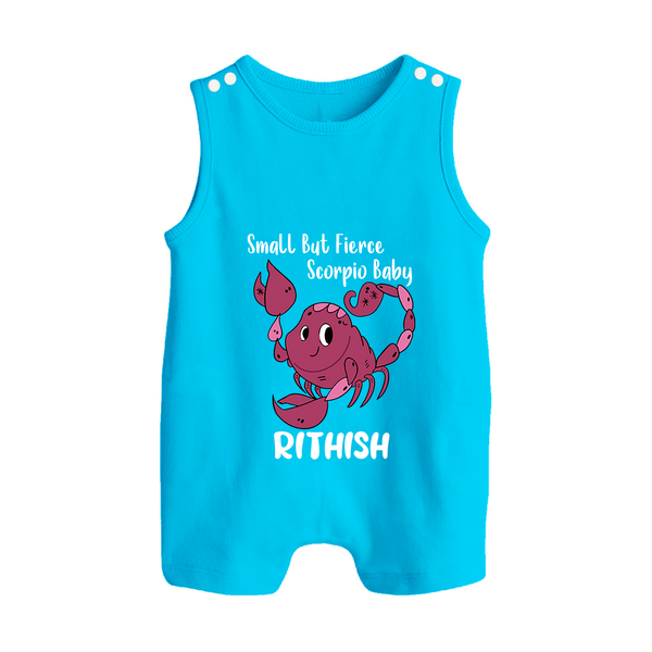 Small But Fierce Scorpio Baby Romper Suit / Sleeveless Romper | Personalized Scorpio Romper Suit / Sleeveless Romper for Your Fierce Baby - SKY BLUE - 0 - 5 Months Old (Chest 18")