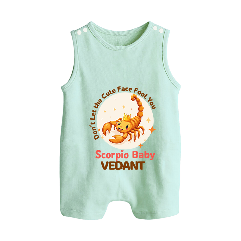 DonÕt Let The Cute Face Fool You Scorpio Baby Romper Suit / Sleeveless Romper | Custom Scorpio Romper Suit / Sleeveless Romper for Your Little Mischief - MINT GREEN - 0 - 5 Months Old (Chest 18")