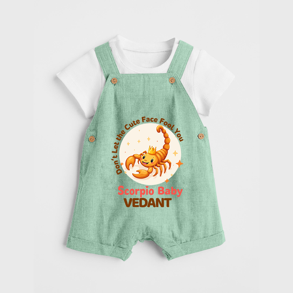 DonÕt Let The Cute Face Fool You Scorpio Baby Dungaree Set | Custom Scorpio Dungaree Set for Your Little Mischief - MINT GREEN - 0 - 5 Months Old (Chest 18")