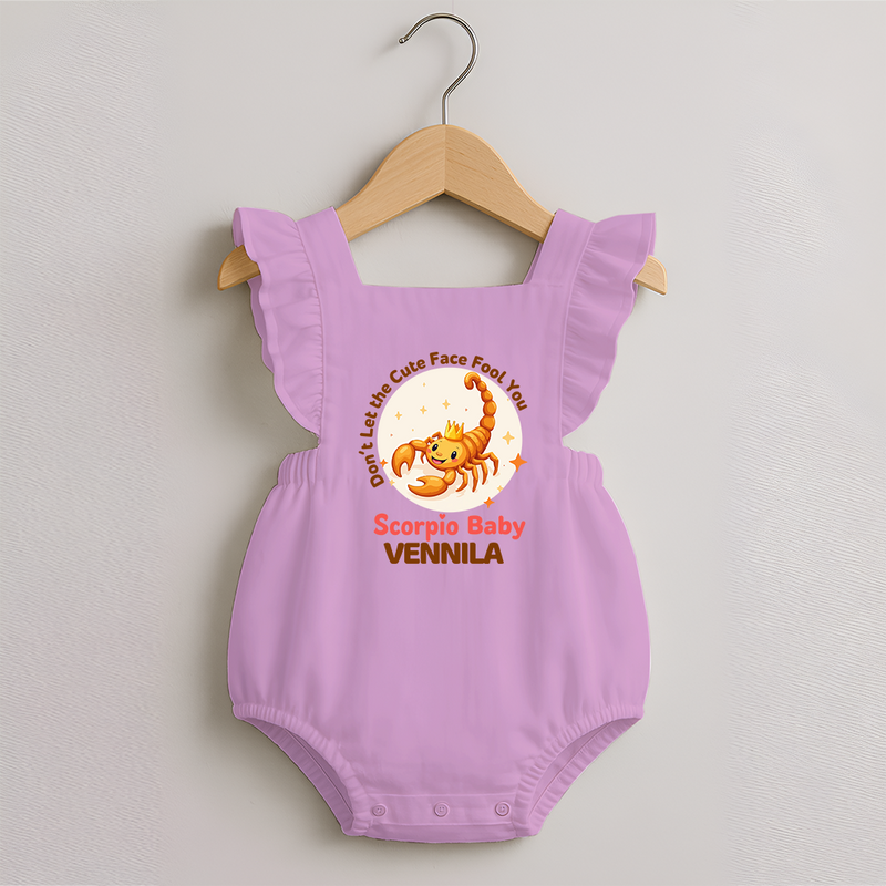 DonÕt Let The Cute Face Fool You Scorpio Baby Romper Frock | Custom Scorpio Romper Frock for Your Little Mischief - BABY PINK - 0 - 3 Months Old (Chest 19")