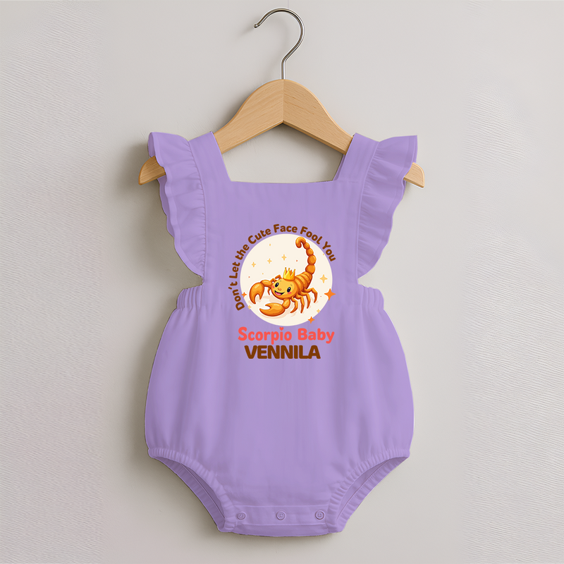 DonÕt Let The Cute Face Fool You Scorpio Baby Romper Frock | Custom Scorpio Romper Frock for Your Little Mischief - LILAC - 0 - 3 Months Old (Chest 19")