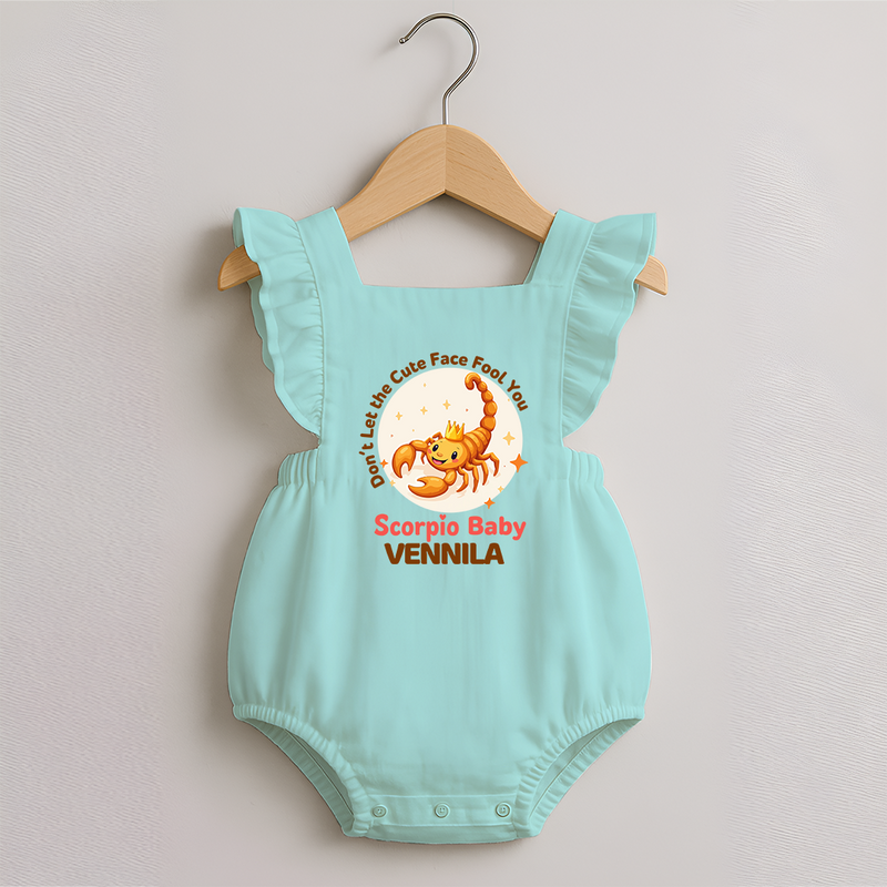 DonÕt Let The Cute Face Fool You Scorpio Baby Romper Frock | Custom Scorpio Romper Frock for Your Little Mischief - MINT GREEN - 0 - 3 Months Old (Chest 19")