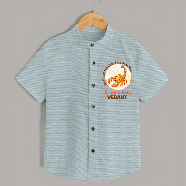 DonÕt Let The Cute Face Fool You Scorpio Baby Shirt | Custom Scorpio Shirt for Your Little Mischief - ARCTIC BLUE - 0 - 6 Months Old (Chest 23")
