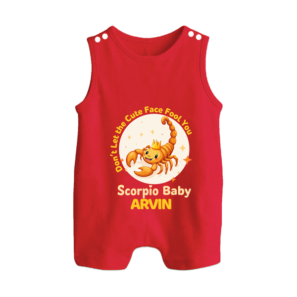 DonÕt Let The Cute Face Fool You Scorpio Baby Romper Suit / Sleeveless Romper | Custom Scorpio Romper Suit / Sleeveless Romper for Your Little Mischief - RED - 0 - 5 Months Old (Chest 18")