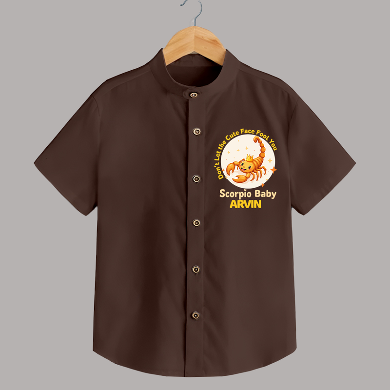 DonÕt Let The Cute Face Fool You Scorpio Baby Shirt | Custom Scorpio Shirt for Your Little Mischief - CHOCOLATE BROWN - 0 - 6 Months Old (Chest 23")