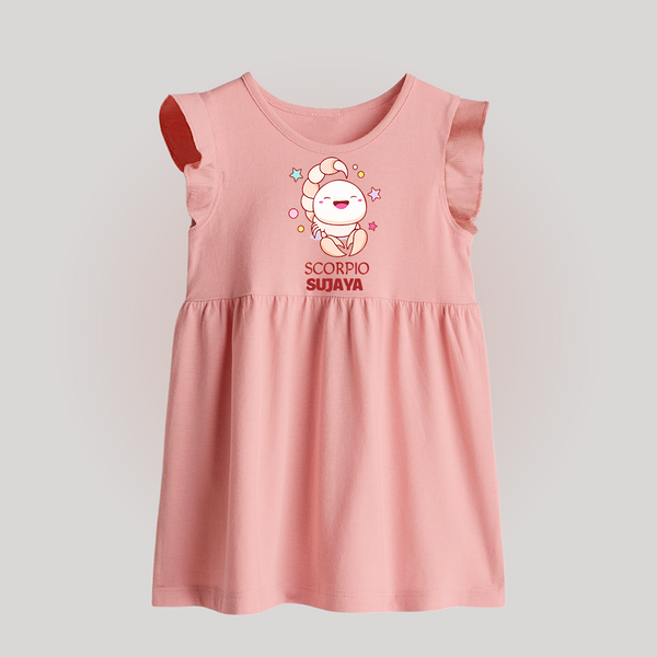 Scorpio Baby Frock | Personalized Baby Frock for Your Scorpio Baby - BABY PINK - 0 - 3 Months Old (Chest 17")