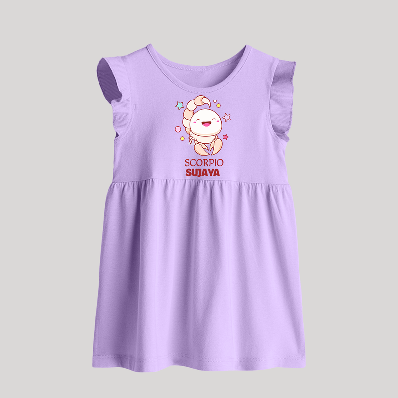 Scorpio Baby Frock | Personalized Baby Frock for Your Scorpio Baby - LILAC - 0 - 3 Months Old (Chest 17")