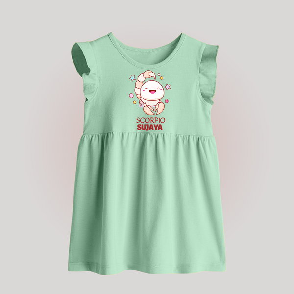 Scorpio Baby Frock | Personalized Baby Frock for Your Scorpio Baby - MINT GREEN - 0 - 3 Months Old (Chest 17")